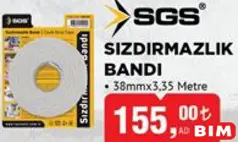 SGS SIZDIRMAZLIK BANDI 38MMX3,35 METRE